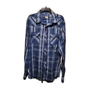 Wrangler Western Pearl Snap Long Sleeve Shirt Plaid Men's XLT
